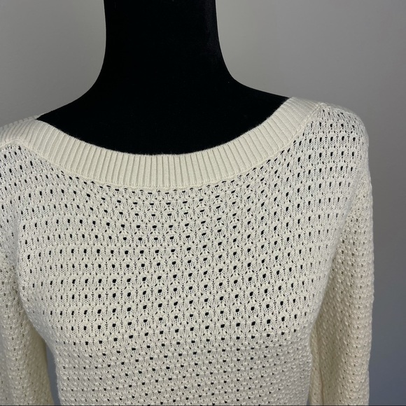 Tommy Hilfiger Open Knit Cotton 3/4 sleeve sweater top boat neck size S - Picture 3 of 14